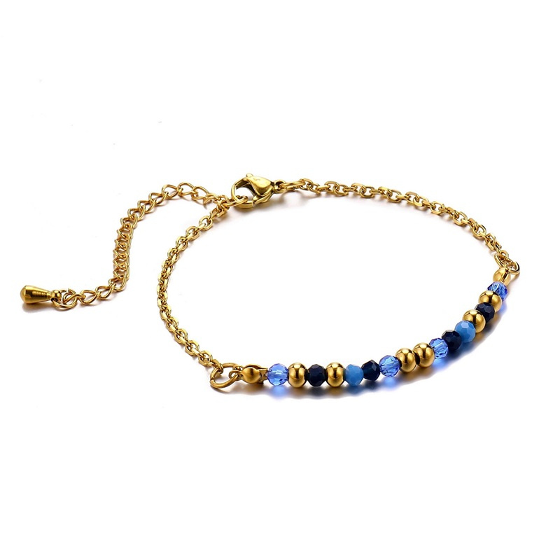 Grossiste BELLE MISS - bracelet chaîne acier doré et cristal