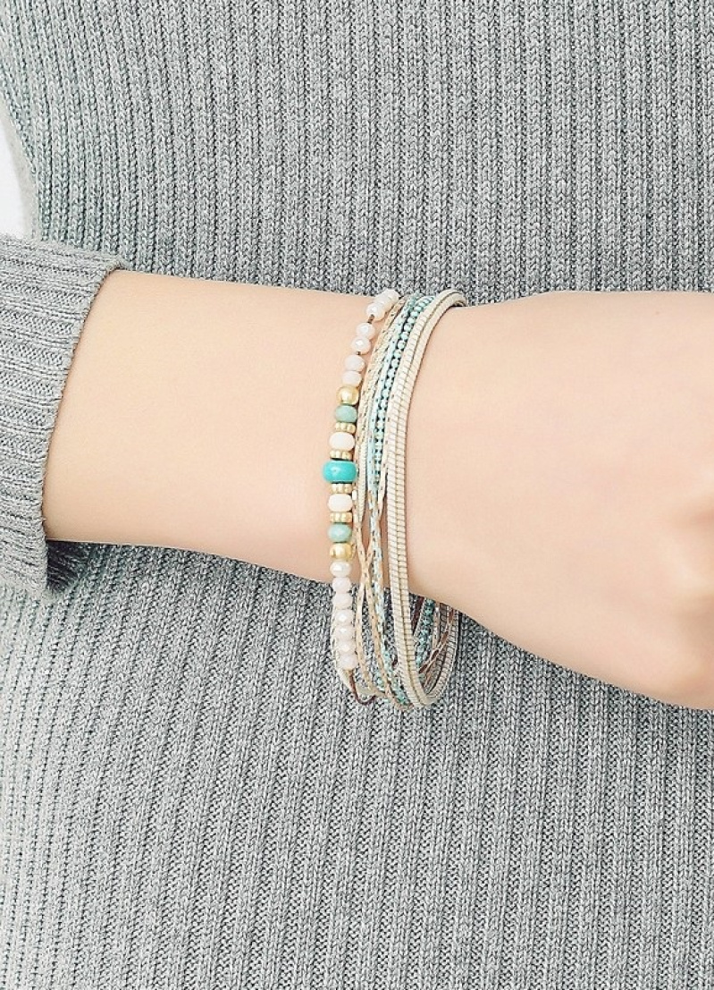Grossiste BELLE MISS - Bracelet aimanté multi rang avec chaine et perle