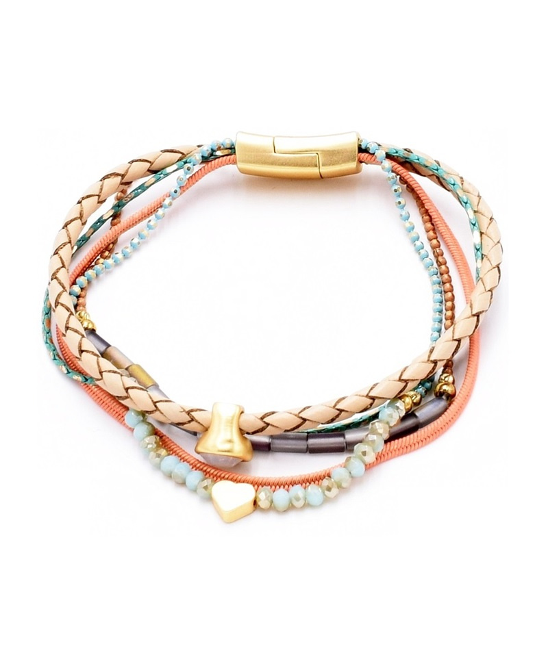 Grossiste BELLE MISS - Bracelet aimanté multi rang avec chaine et perle