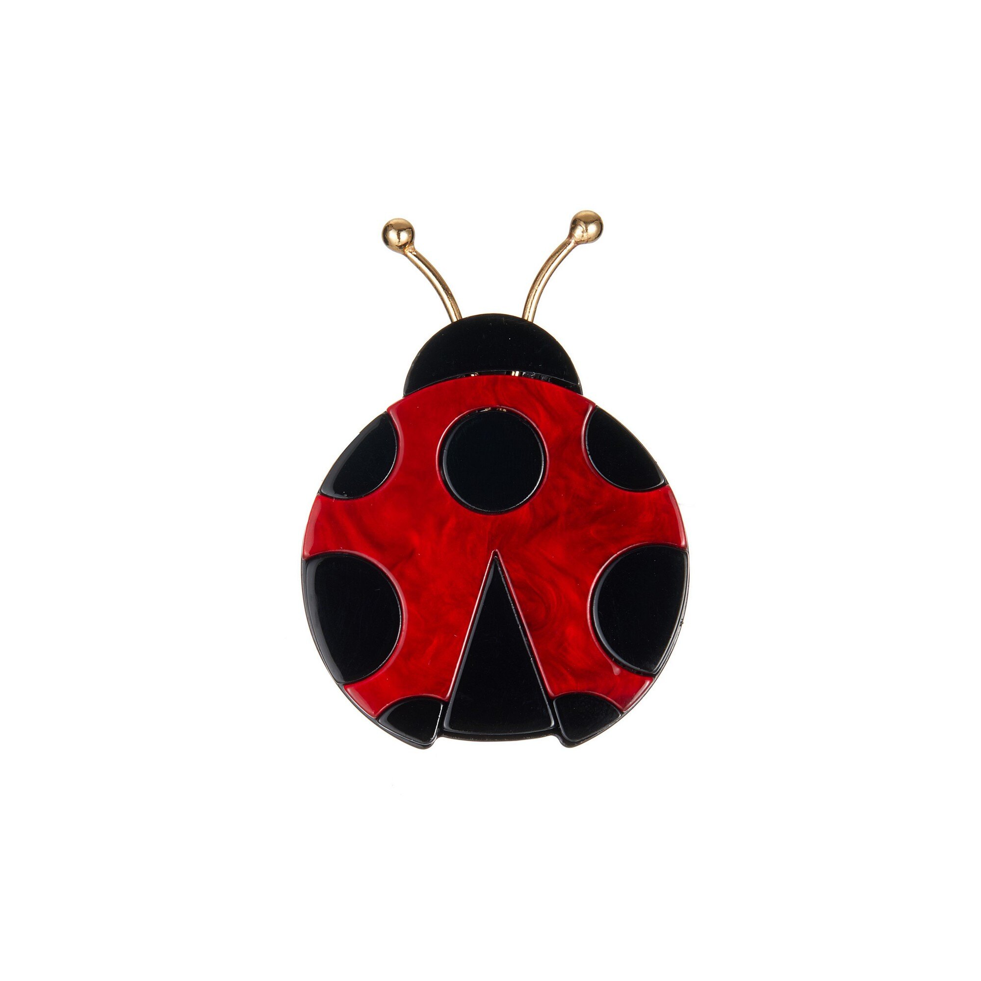 Mayorista BELLE MISS - Broche de Alfiler Ogechi Mariquita en Placa de Acrílico Rojo y Negro