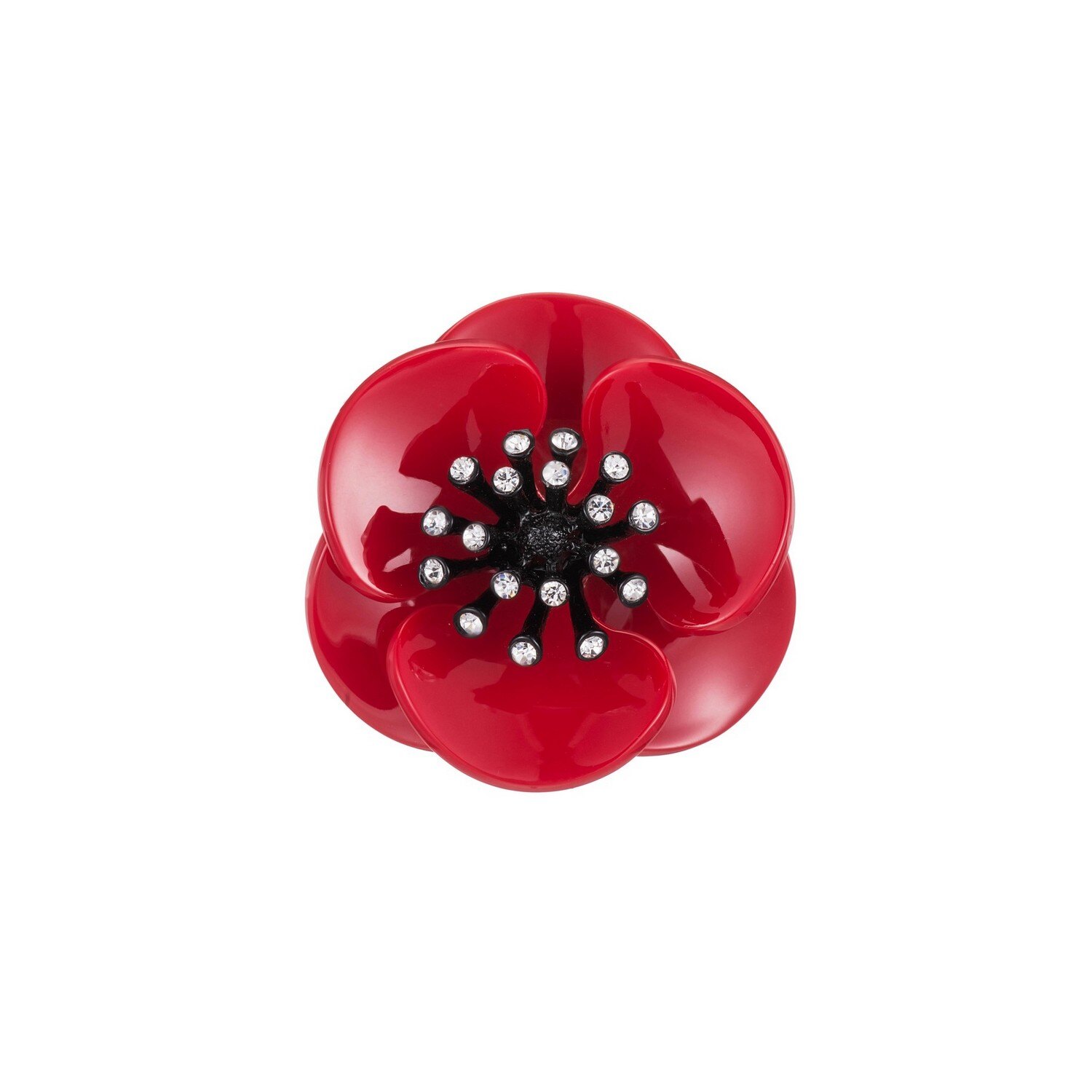 Mayorista BELLE MISS - Broche de Amapola Roja Noemi con Cristales Blancos
