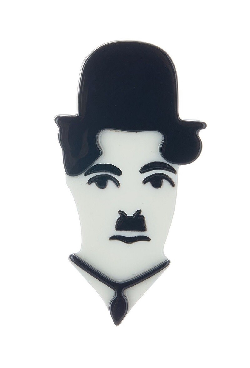 Mayorista BELLE MISS - Chaplin - Broche de alfiler con diseño de Charlie Chaplin en acrílico blanco y negro
