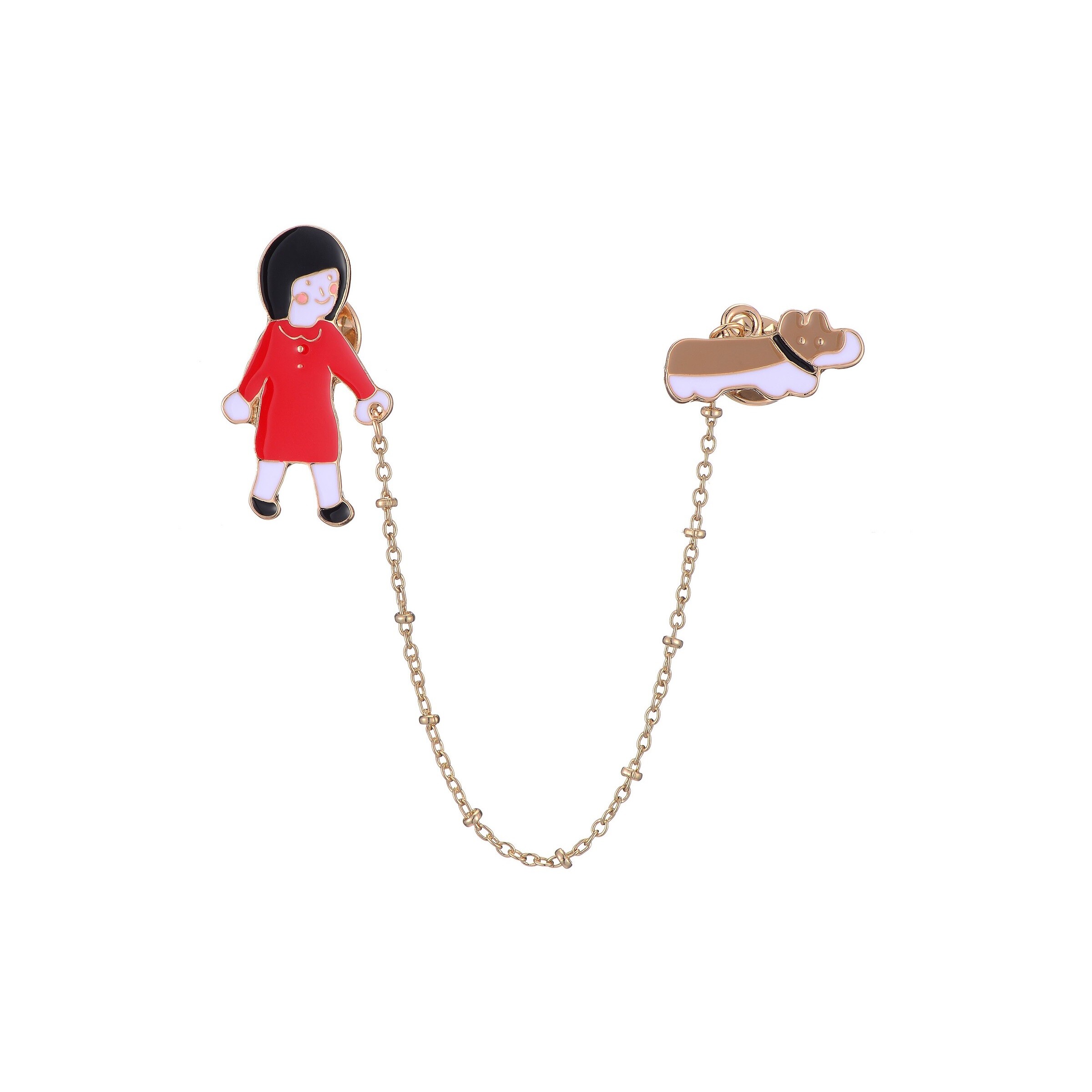 Mayorista BELLE MISS - OLARIA Doble Pin diseño de niña paseando a su perro