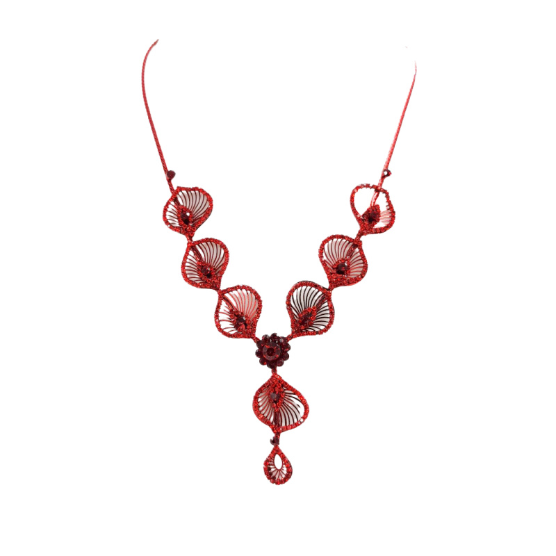 Mayorista BELLE MISS - Collar de goma rojo negro.