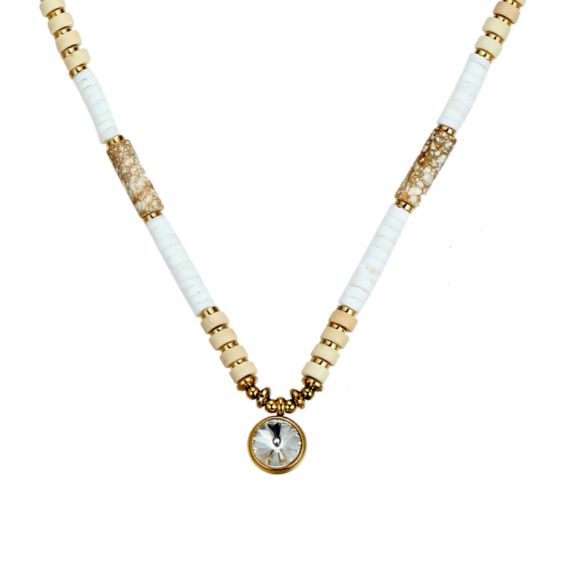 Grossiste BELLE MISS - collier acier avec pierres et cristal