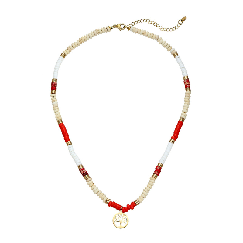 Grossiste BELLE MISS - collier acier avec pierres et pendentif