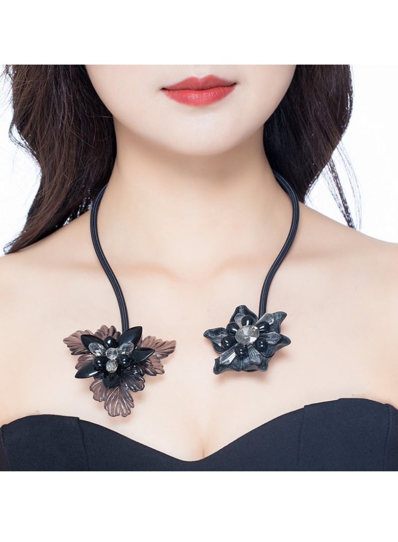 Mayorista BELLE MISS - Collar maleable abierto con elementos en forma de flor y cristales