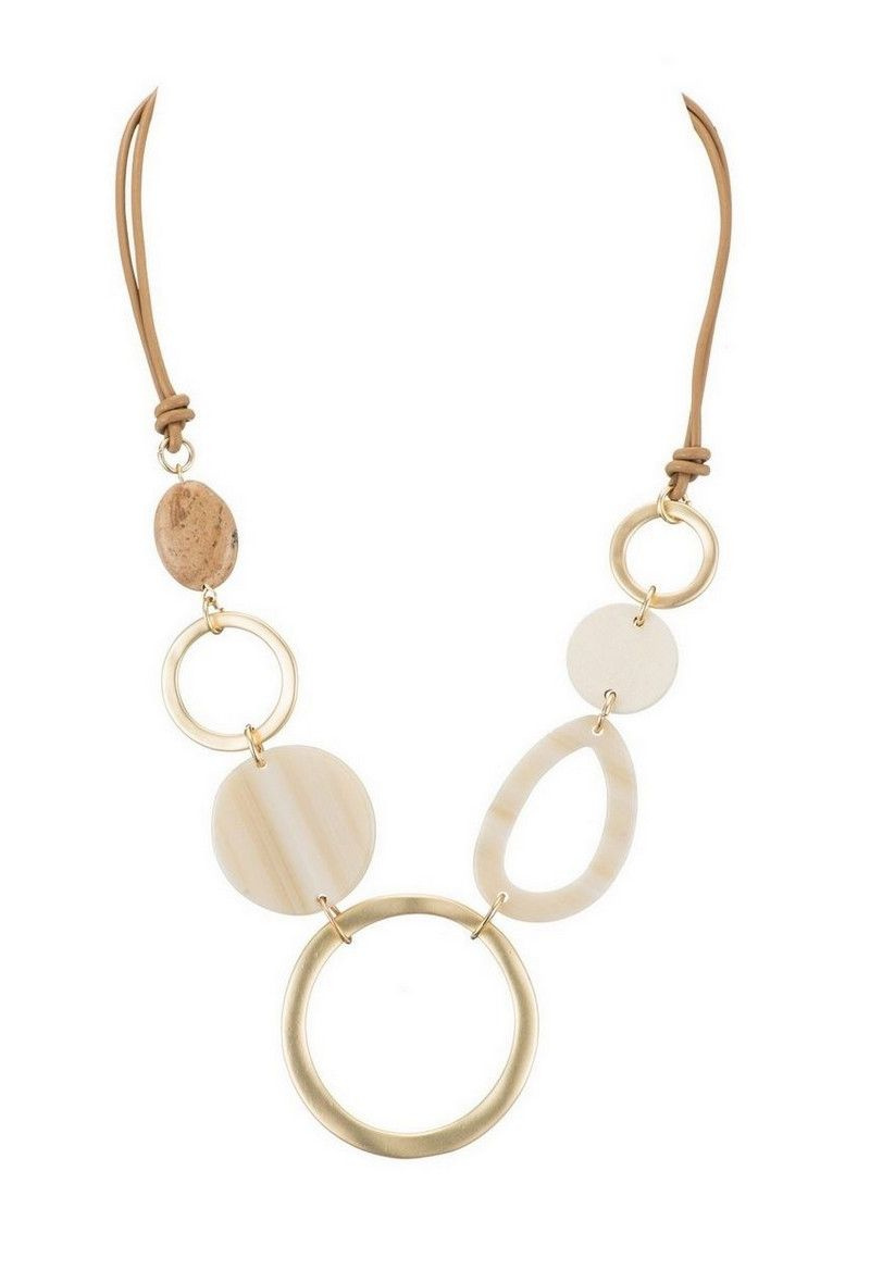 Collana di corda con elemento in resina - Beige - 2 - formato grande