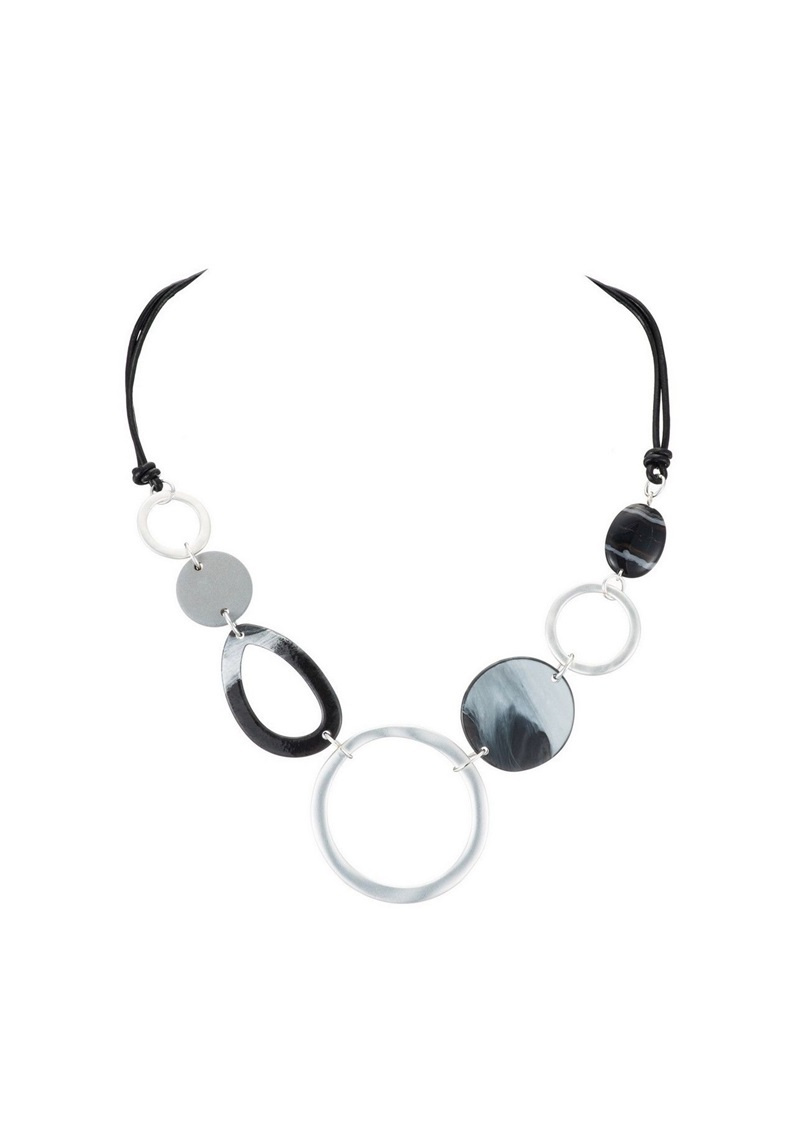 Collana di corda con elemento in resina - Nero - 1 - formato grande