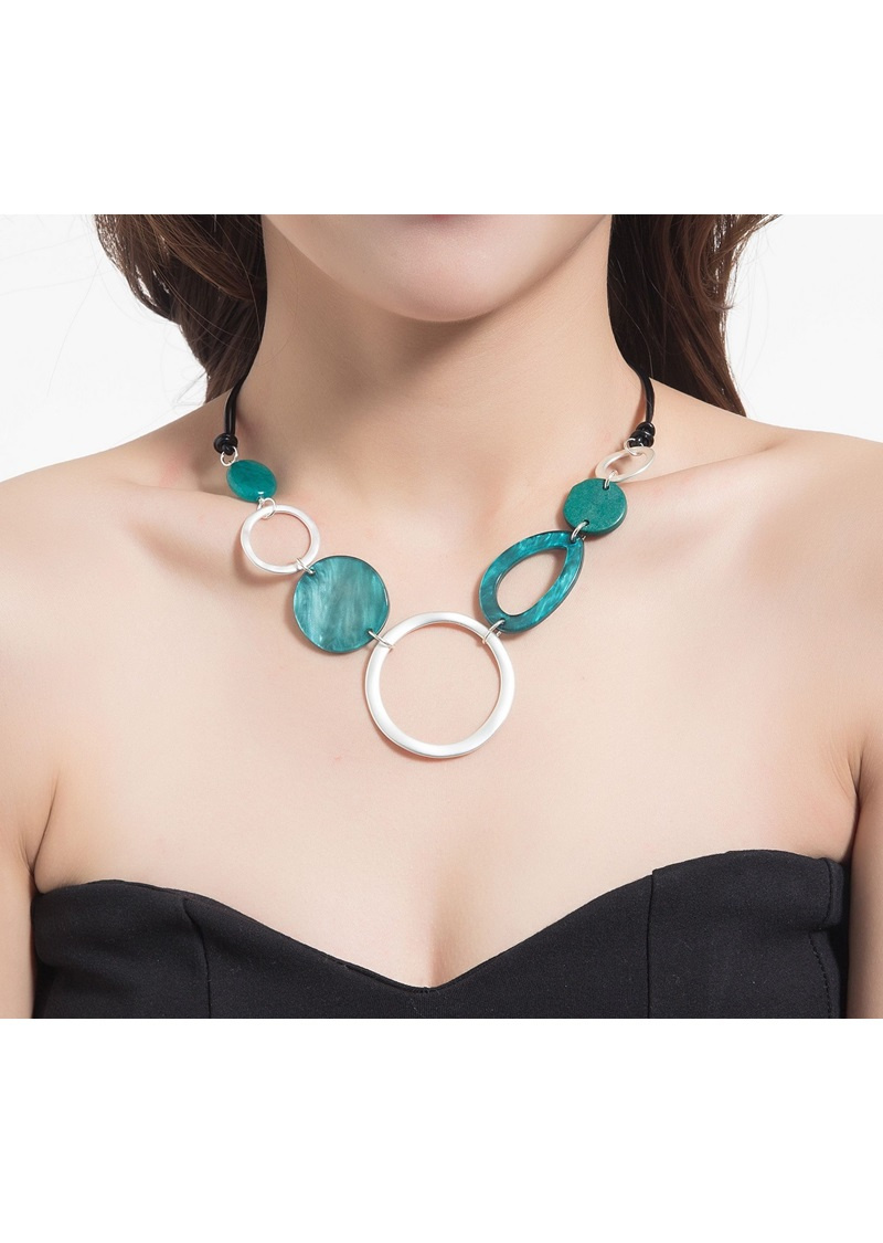 Collana di corda con elemento in resina - Turchese - 2 - formato grande