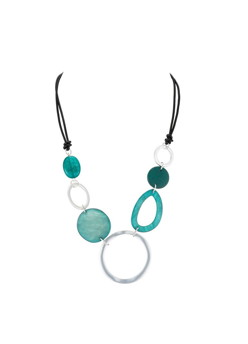 Collana di corda con elemento in resina - Turchese - 1 - formato grande
