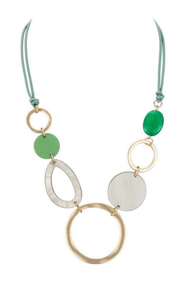 Collana di corda con elemento in resina - Verde - 1 - formato grande
