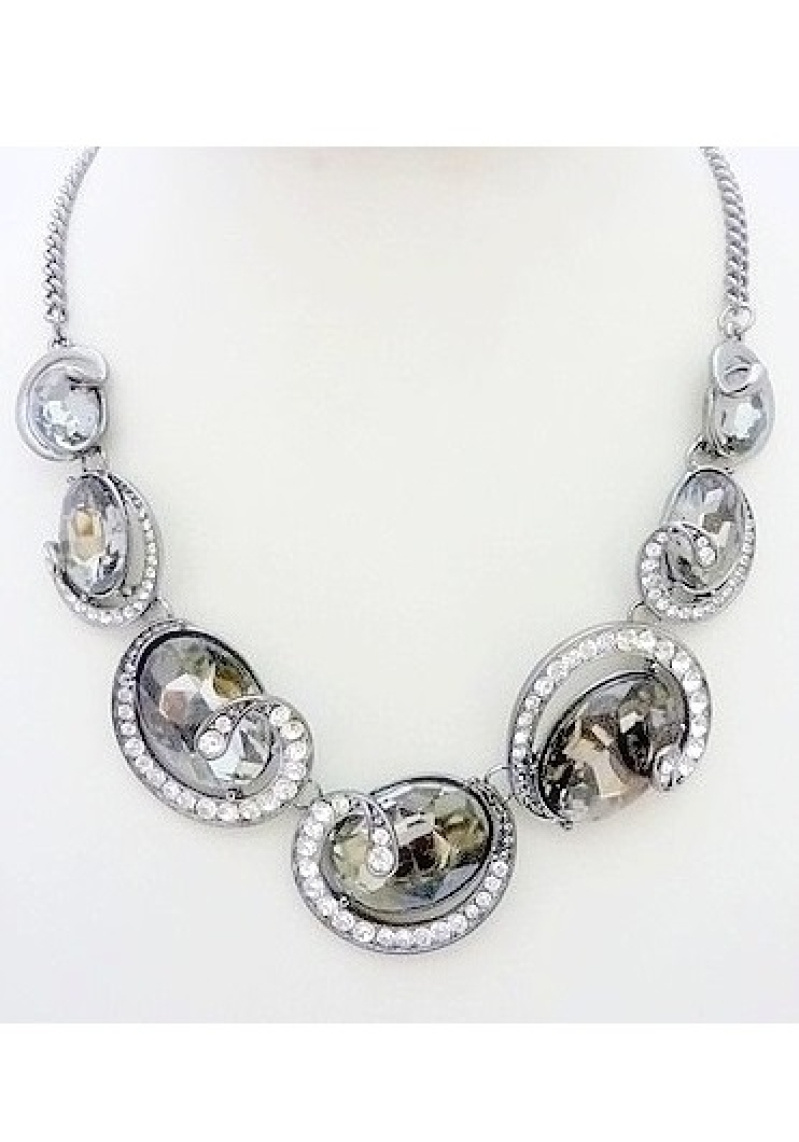 Mayorista BELLE MISS - Collar de metal gris con cristales de colores