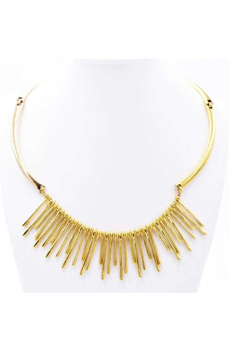 Grossiste BELLE MISS - collier semi-rigide métal doré avec batonnets