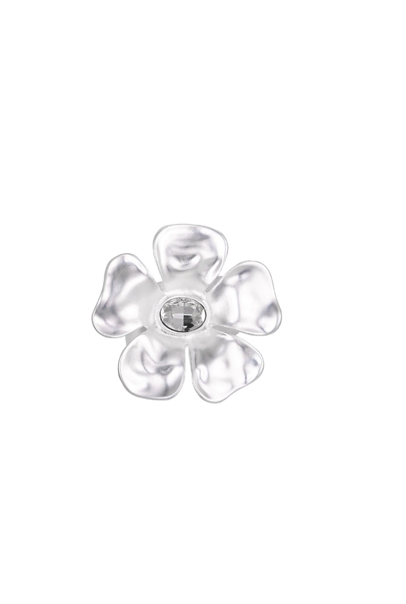 Mayorista BELLE MISS - Anillo ajustable de metal plateado mate con cristal blanco