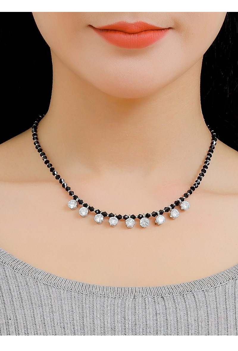 Mayorista BELLE MISS - Collar de cristal blanco y negro.