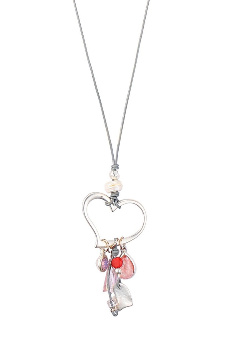 Grossiste BELLE MISS - sautoir cordon cuir avec motif coeur