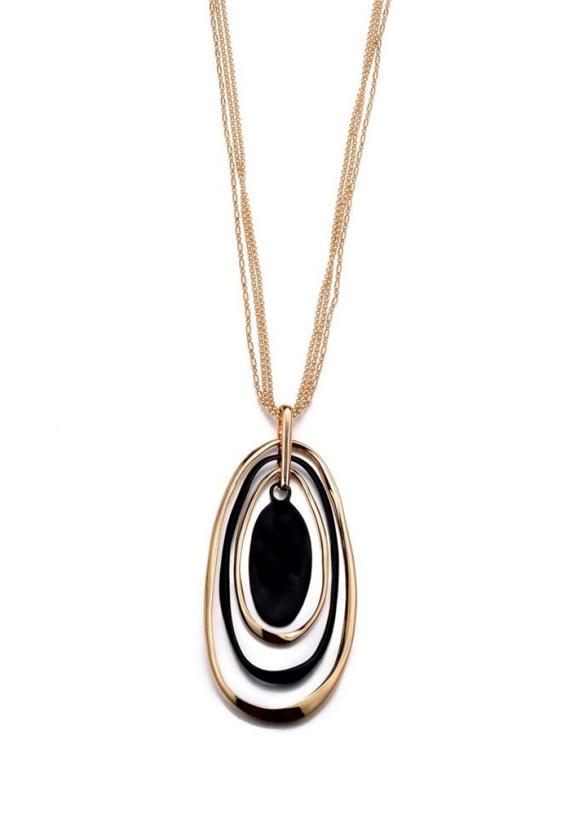 Mayorista BELLE MISS - Collar dorado con anillos dorados y negros.