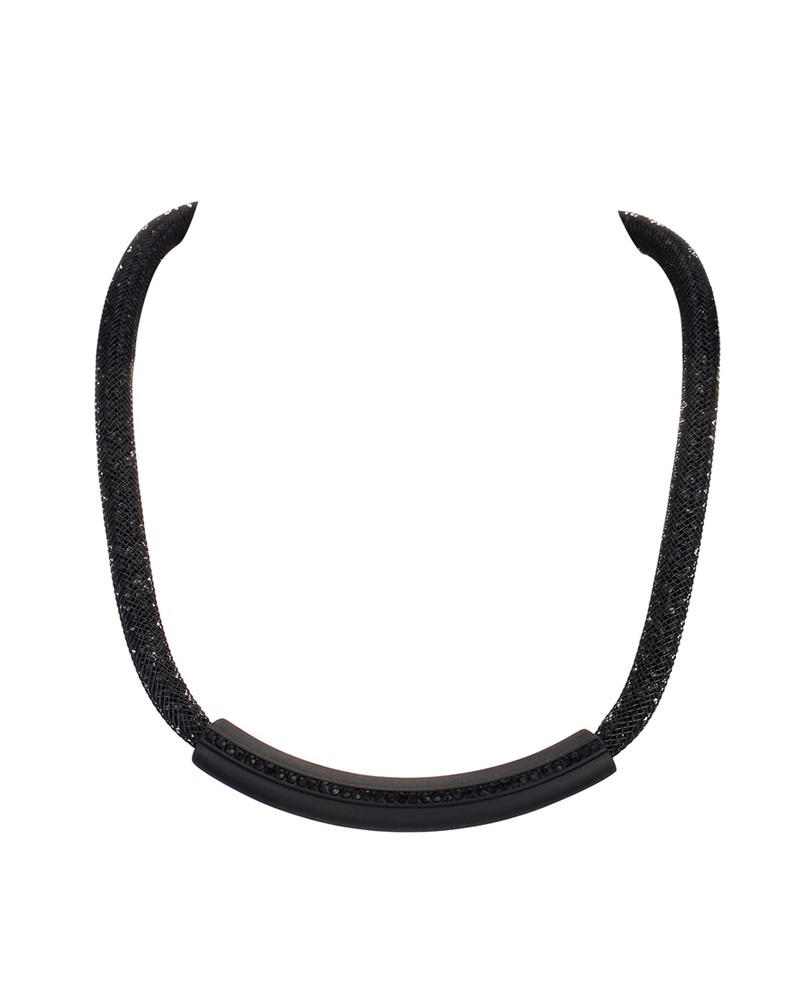 Mayorista BELLE MISS - Collar de cadena de rejilla relleno de cristal con tubo de metal y cristal