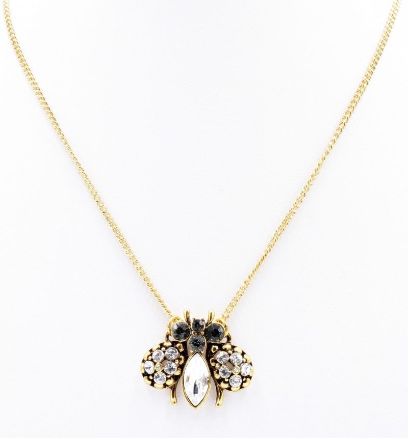 Mayorista BELLE MISS - Collar con colgante de insecto antiguo con cristal gris y negro