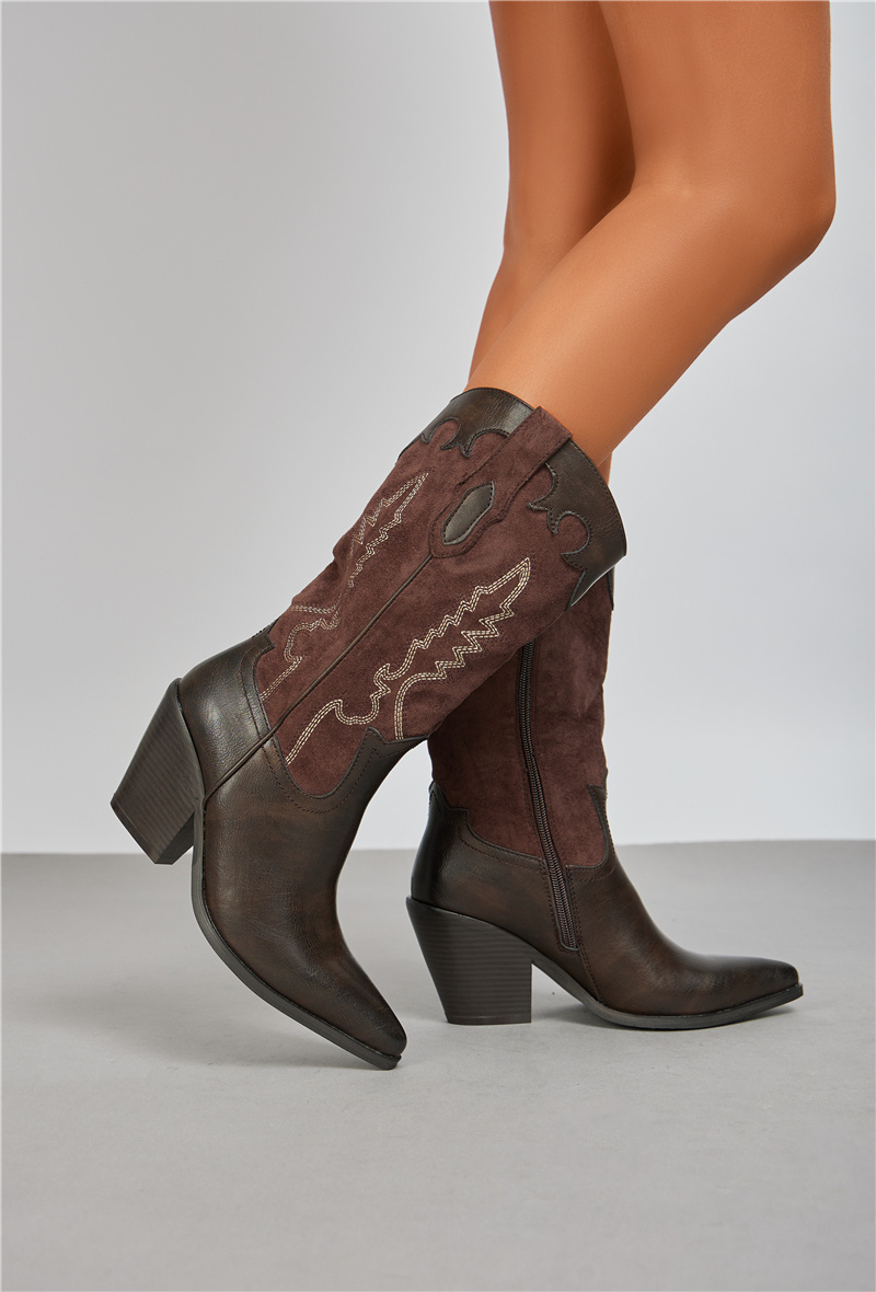Großhändler Belle Women | Super Mode - Zweifarbige Cowboystiefel mit Mustern