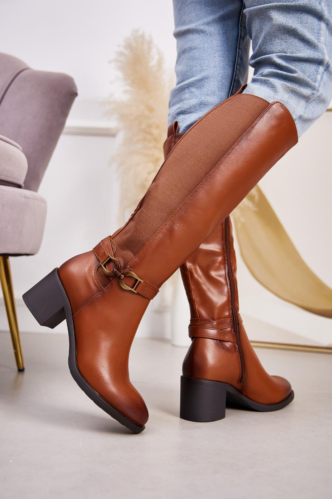 Grossista Belle Women | Super Mode - Stivale da equitazione con tacco, elastico e fibbia (Rifornimento)