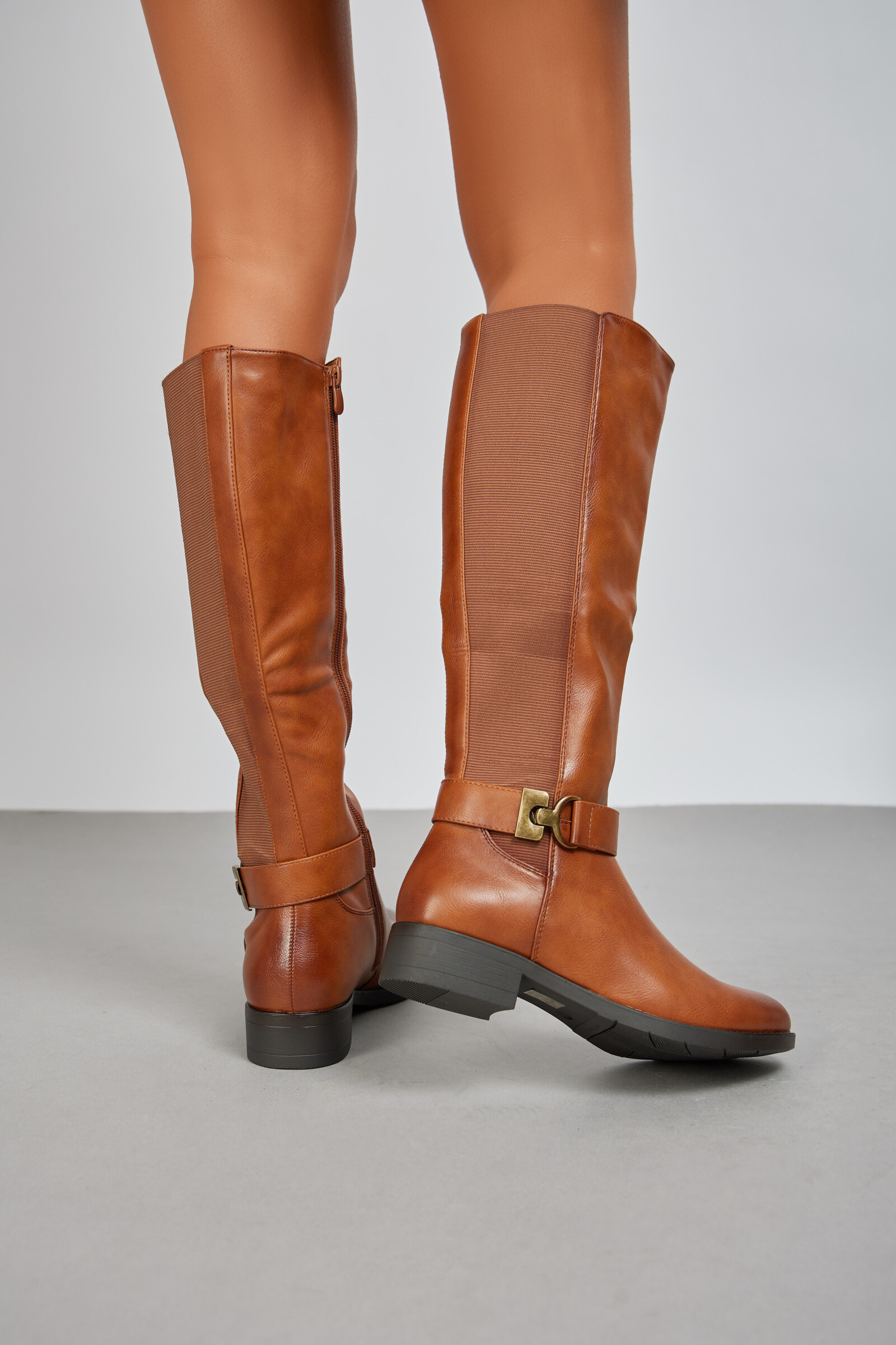 Grossista Belle Women | Super Mode - Stivali da equitazione piatti con elastico e fibbia