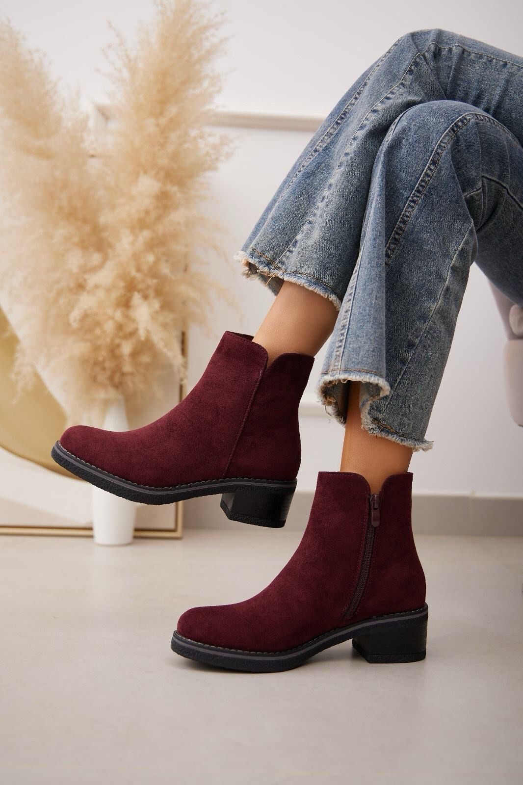 Grossista Belle Women | Super Mode - Stivaletti con tacco in camoscio/ecopelle