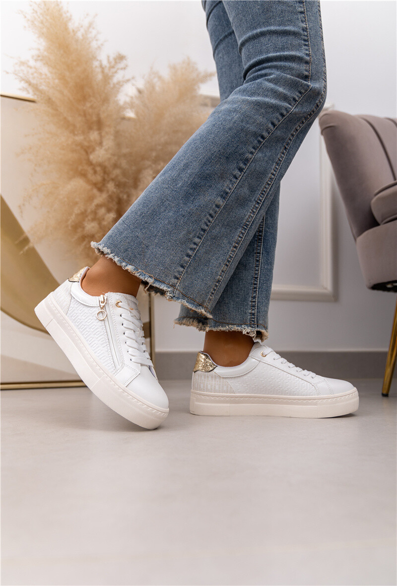 Mayorista Belle Women - Tenis con cordones, cremallera real y suela de cuero.