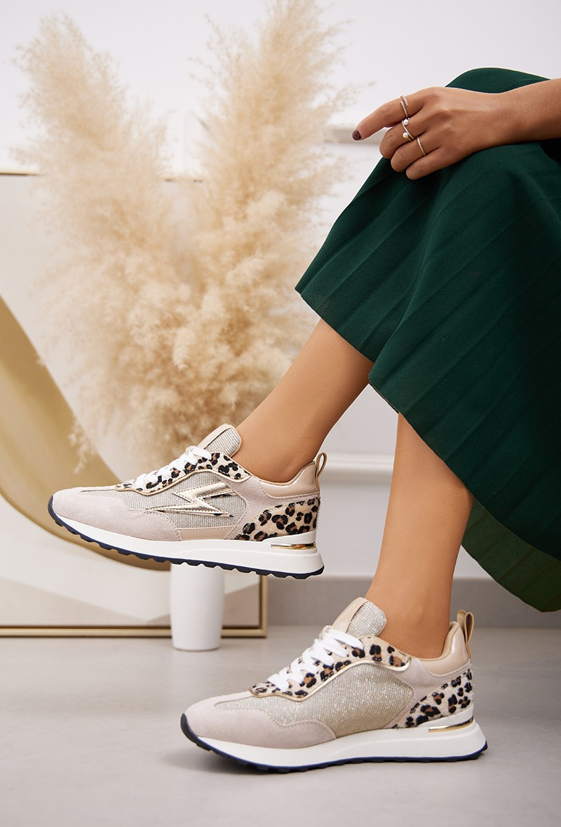 Großhändler Belle Women - Sneaker mit Leopardenmuster und goldenem Blitz an der Seite