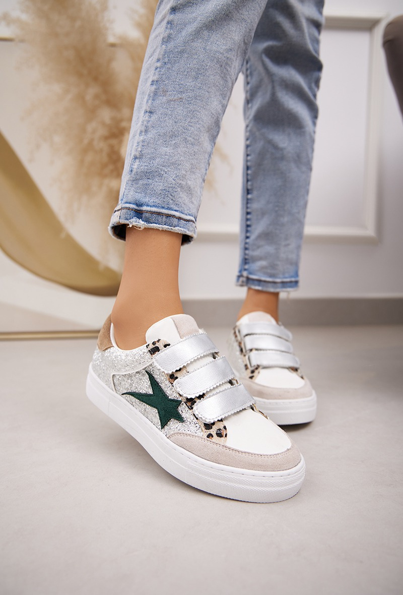Großhändler Belle Women - Mehrfarbiger Sneaker mit Klettverschluss und Stern an der Seite