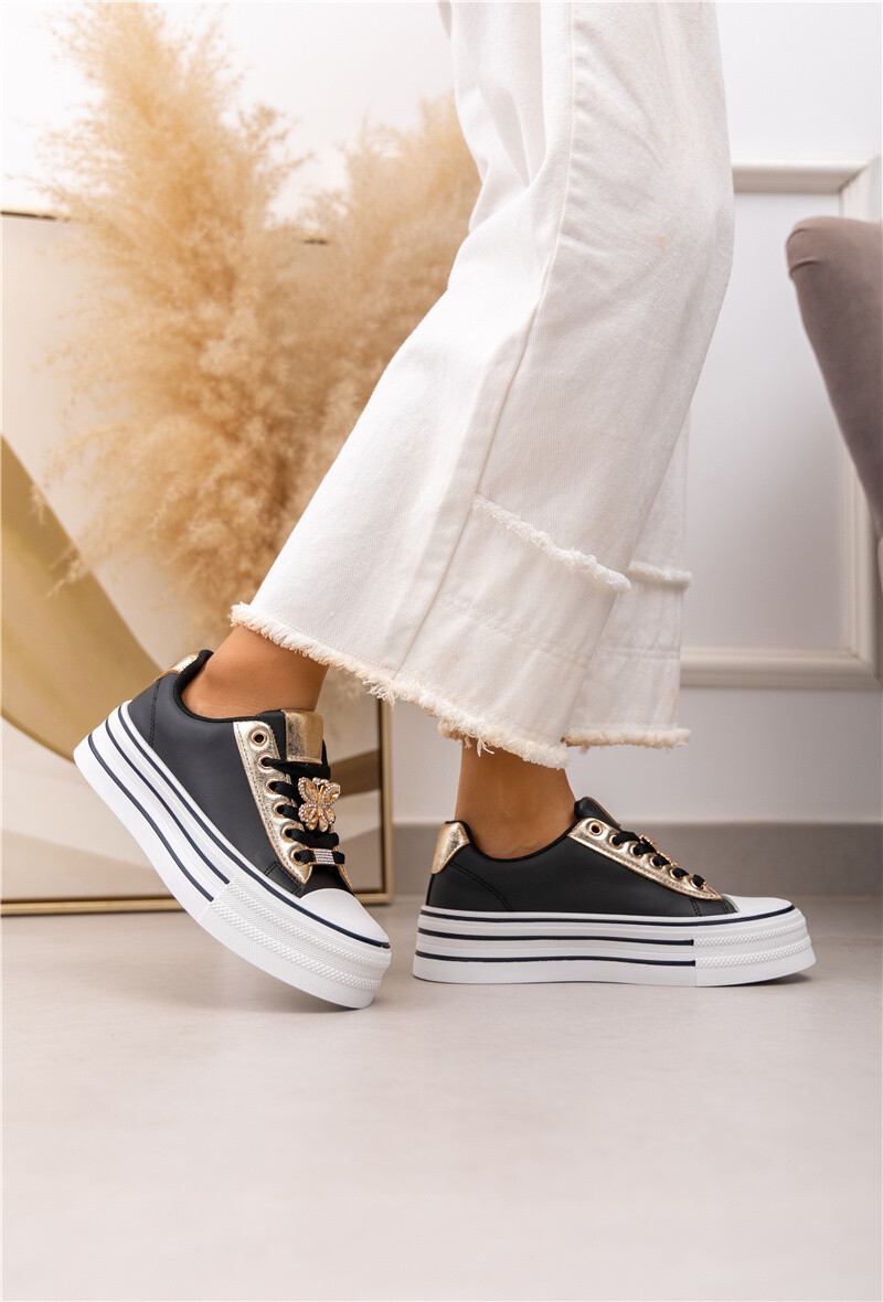 Großhändler Belle Women - Schnürsneaker mit Keilabsatz und dekorativem Schmetterlingsschmuck