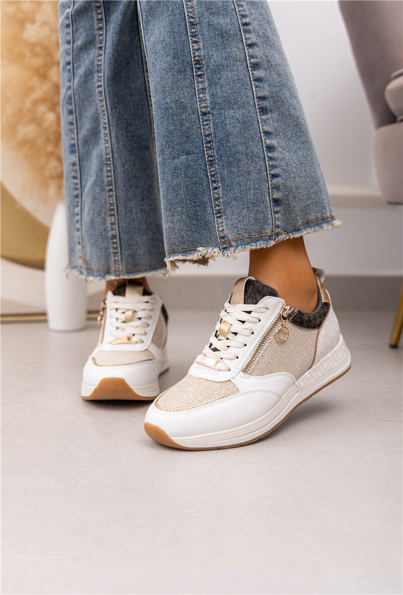 Mayorista Belle Women - Zapatillas con cordones con purpurina y estampado, con cremallera auténtica.