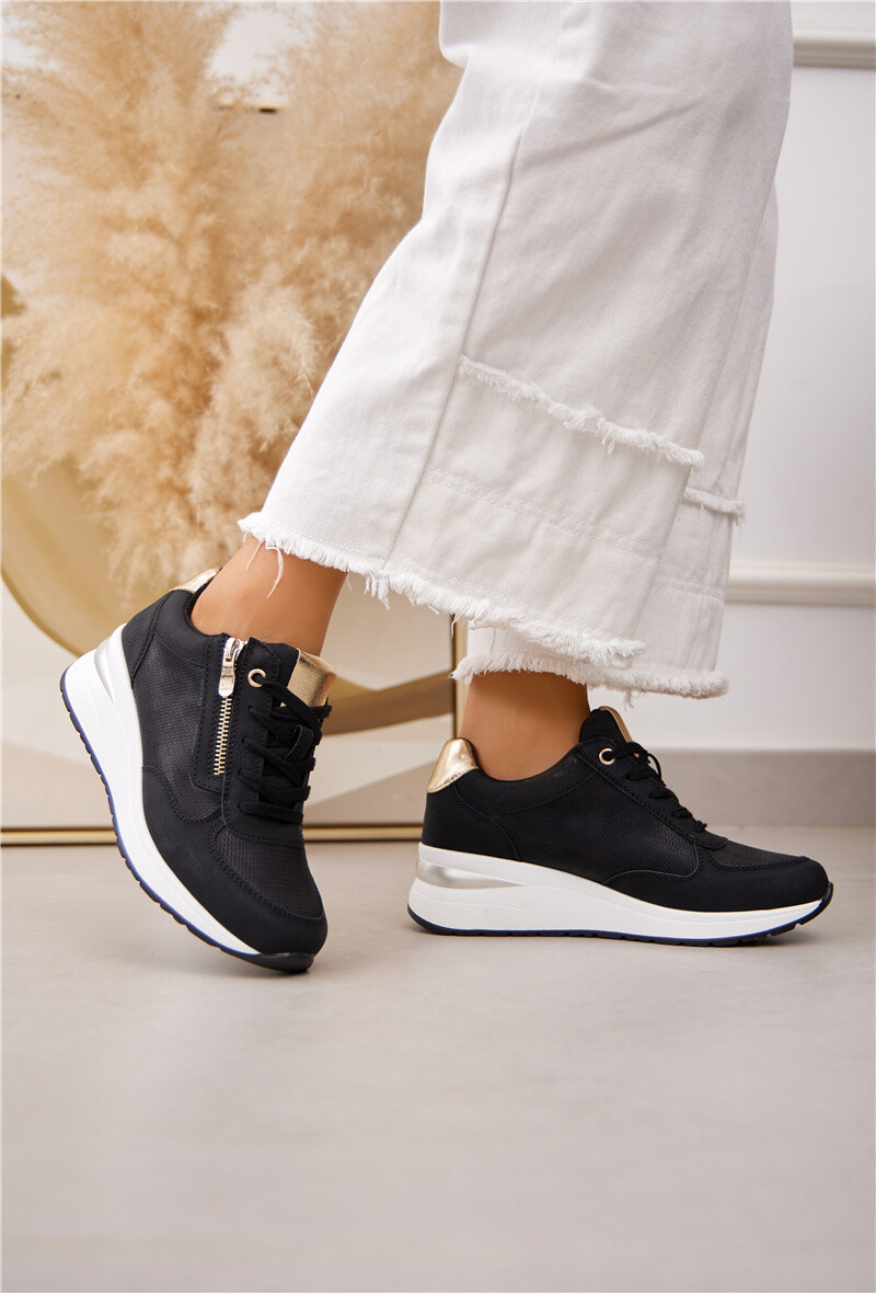 Mayorista Belle Women - Zapatilla de cuña con cordones y cremallera auténtica.
