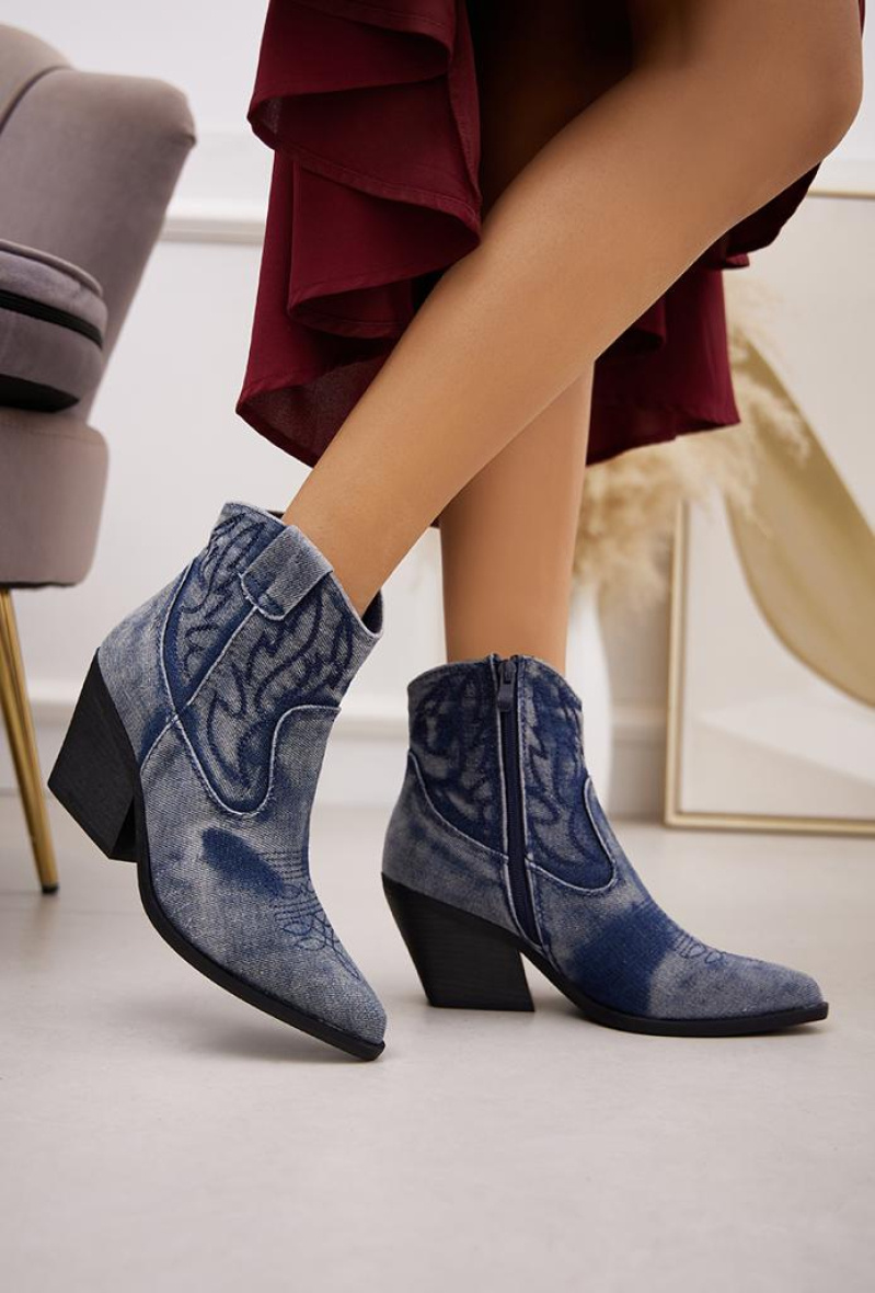 Wholesaler Belle Women - Denim ankle boot with slanted heel