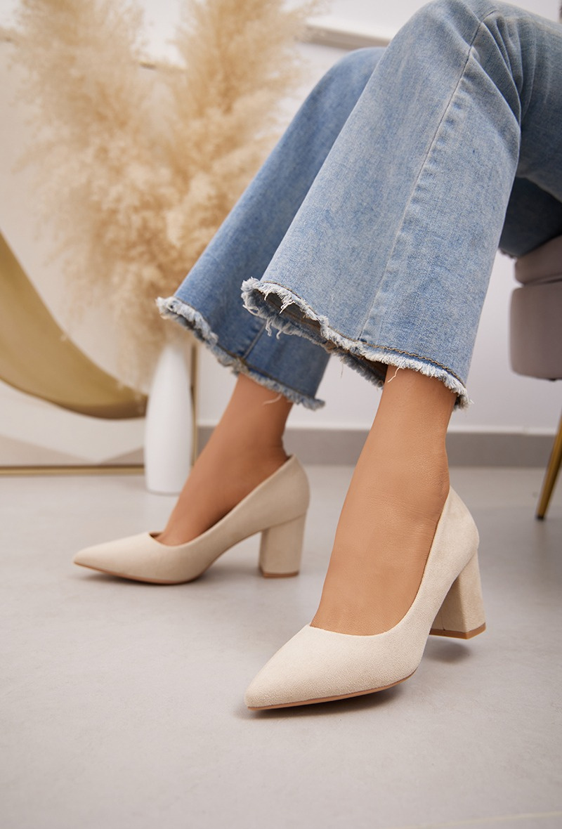 Großhändler Belle Women | Super Mode - Pumps aus Wildleder/Wildleder mit Blockabsatz