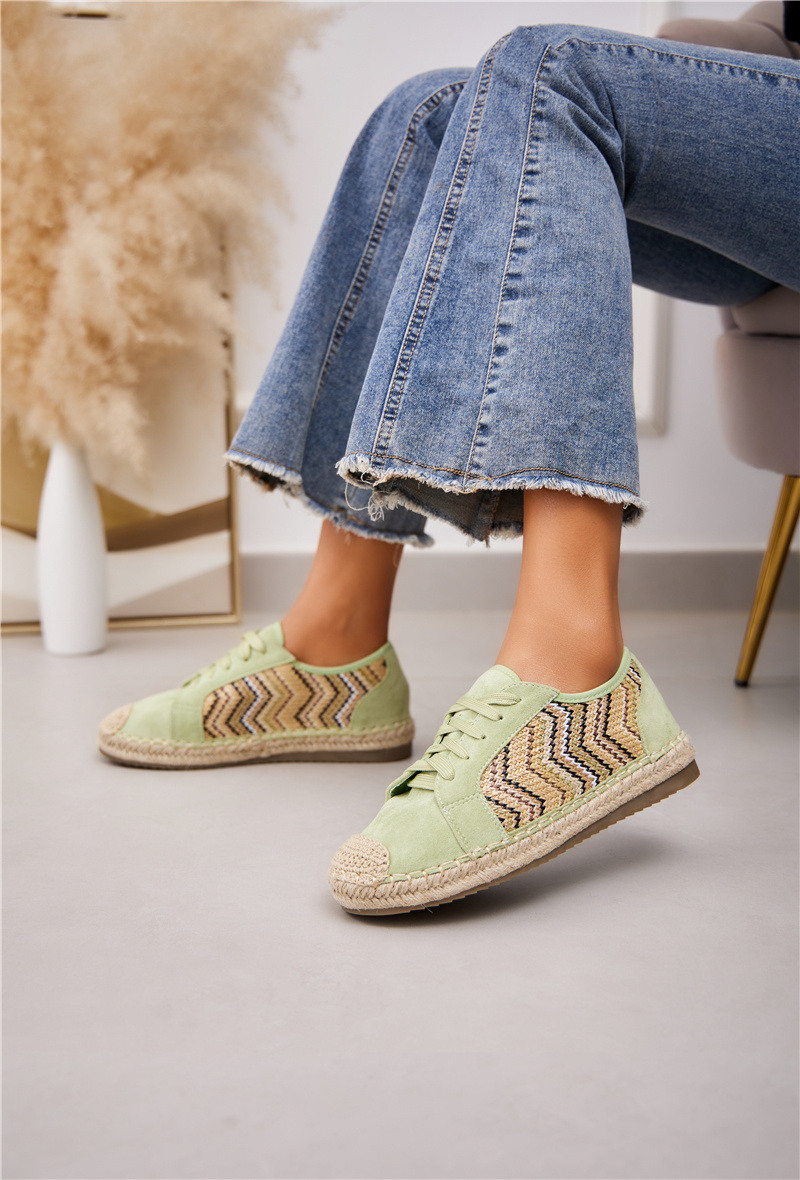 Großhändler Super Mode | Belle Women - Espadrille/Sneaker aus zwei Materialien: Wildleder/Wildleder und geflochten