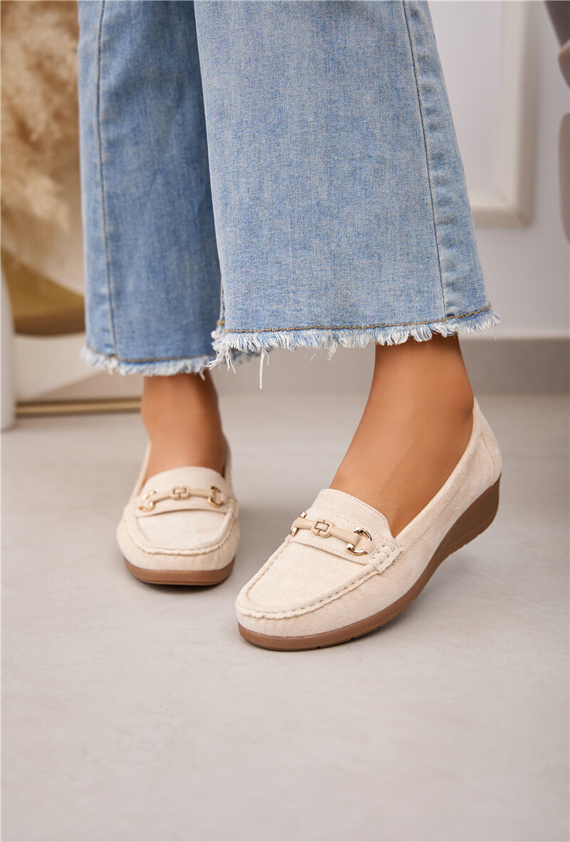 Wholesaler Belle Women | Super Mode - Suede wedge loafers with buckle