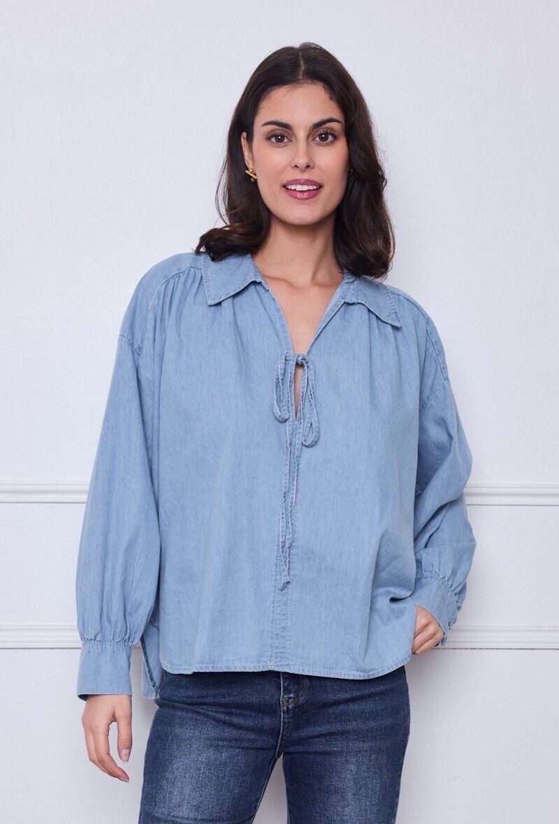 Mayorista Bellerina Paris - Camisa vaquera con lazo