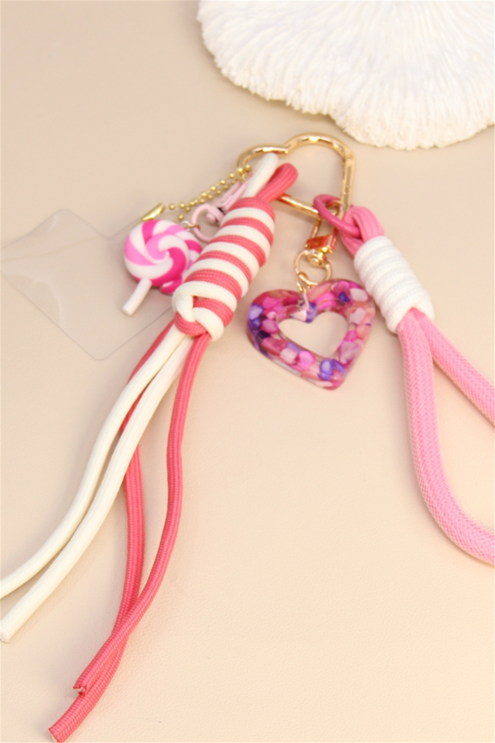 Großhändler Bellissima - Rosa Herzanhänger – Taschen- & Handy-Accessoire