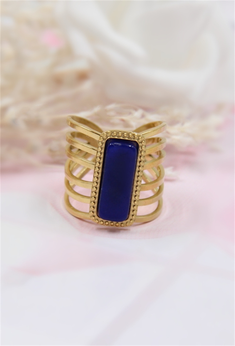 Mayorista Bellissima - Anillo de piedra ajustable de acero inoxidable.