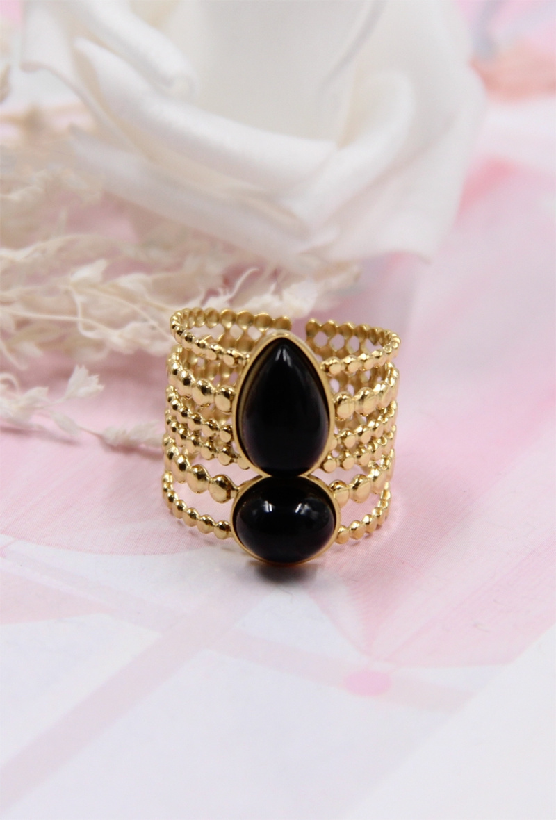 Grossista Bellissima - Anello regolabile in acciaio inossidabile con pietra.