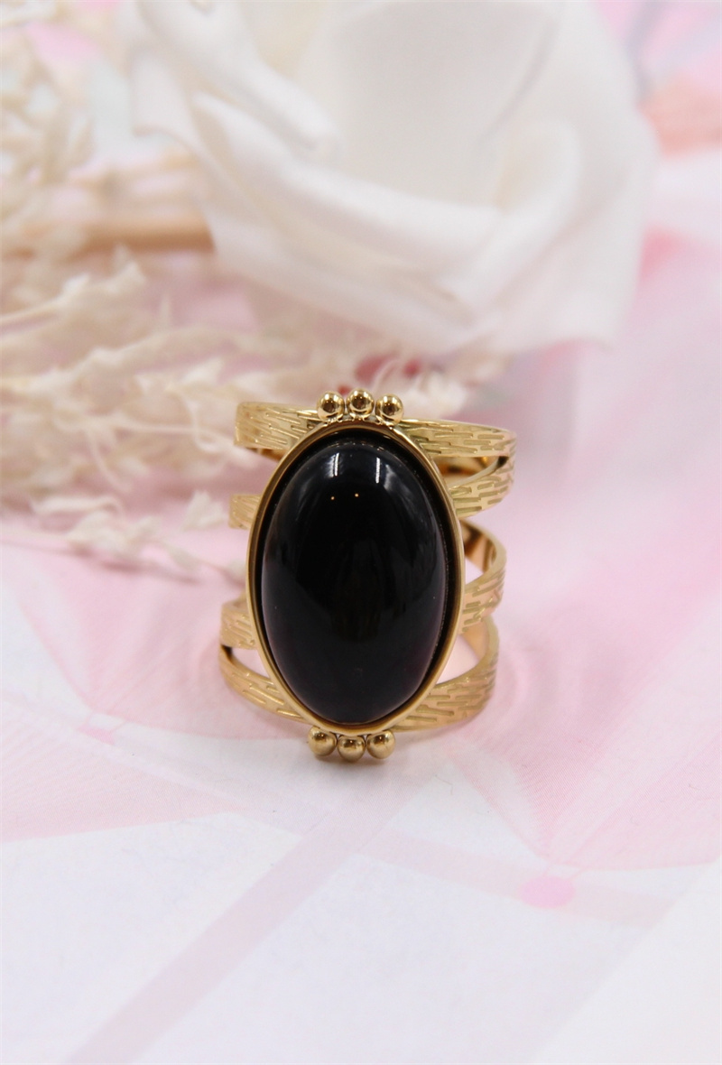 Grossista Bellissima - Anello regolabile in acciaio inossidabile con pietra.