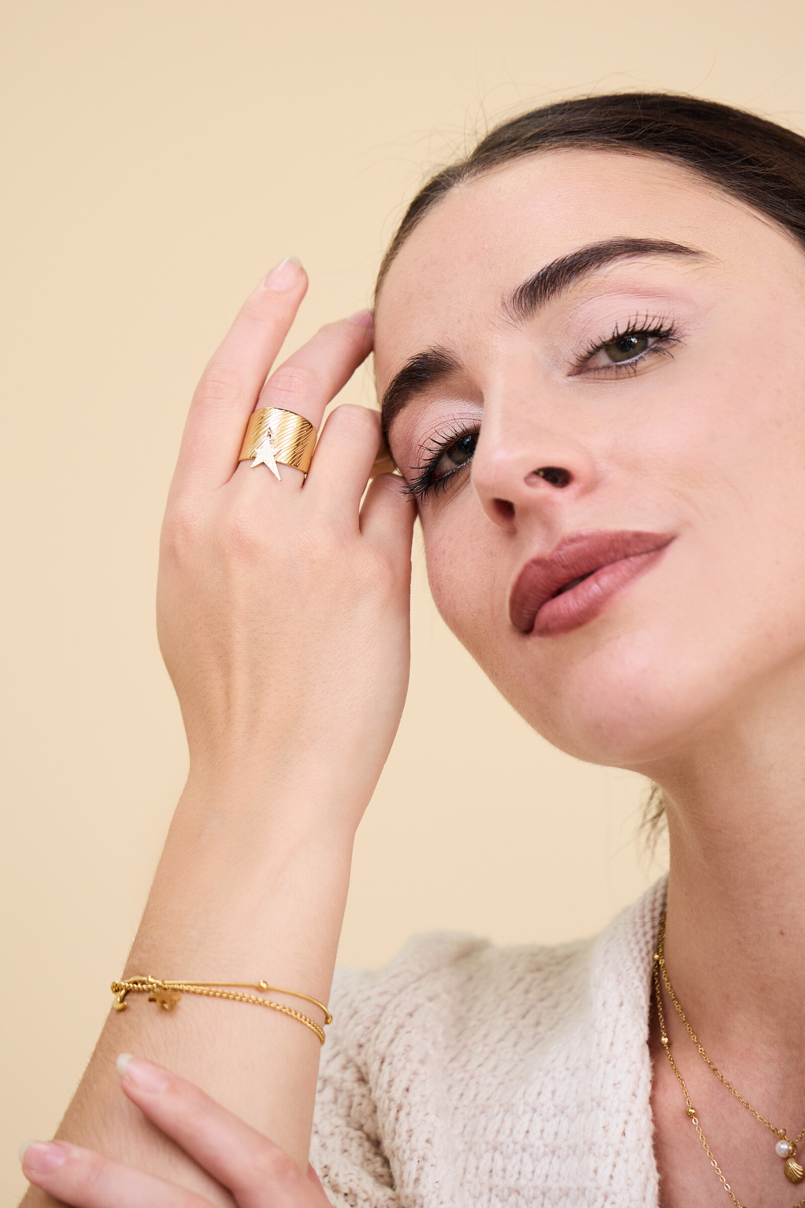 Grossiste Bellissima - Bague à breloque étoile en acier inoxydable