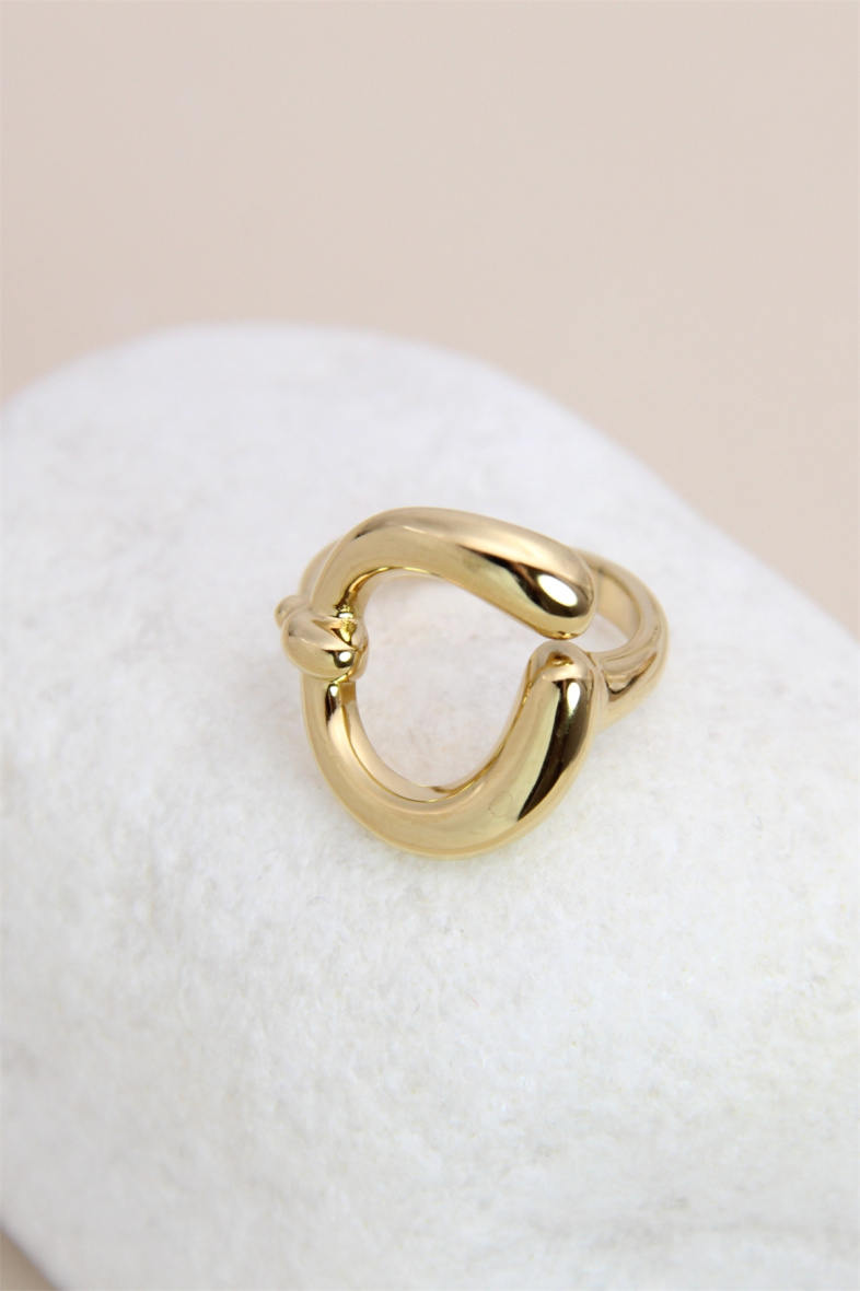 Wholesaler Bellissima - Adjustable geometric design ring in stainless steel
