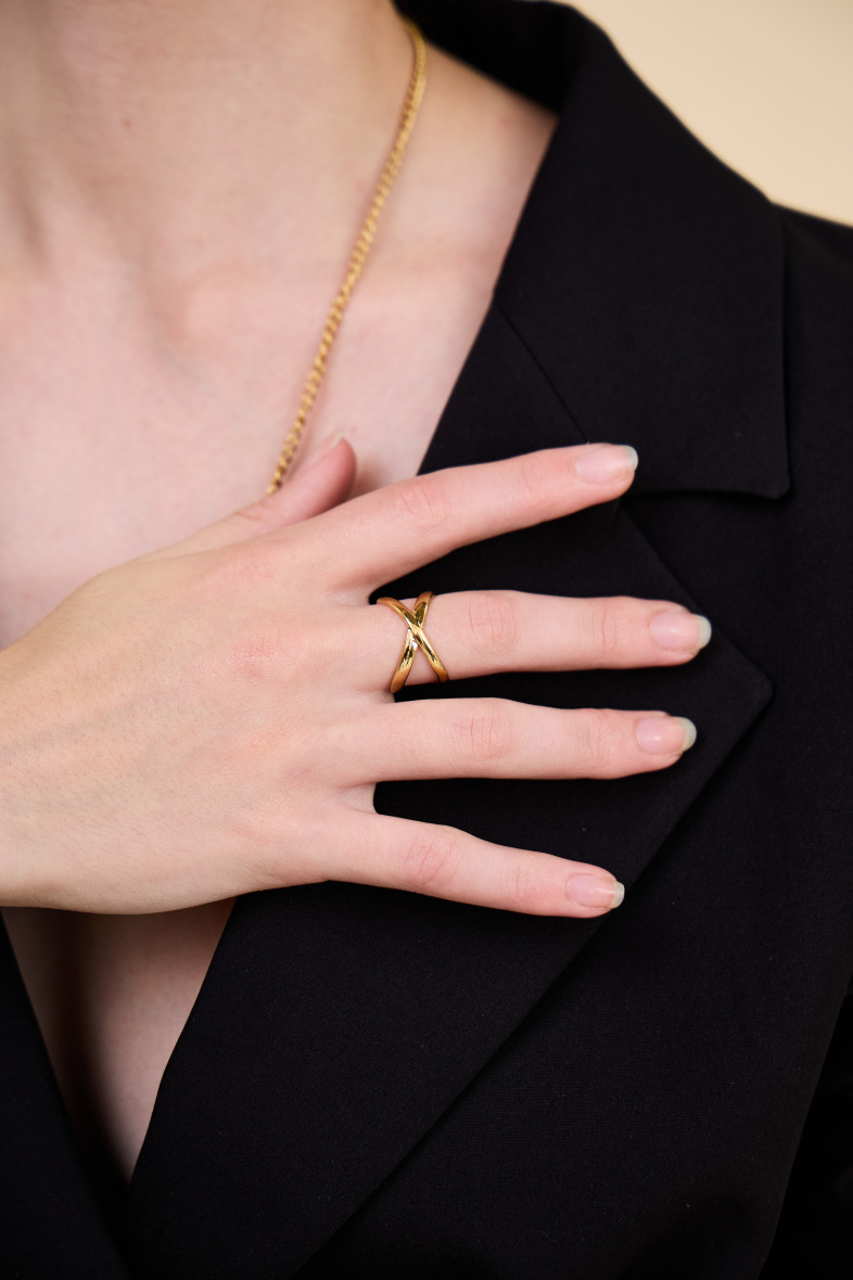 Grossista Bellissima - Anello regolabile con design a croce in acciaio inossidabile