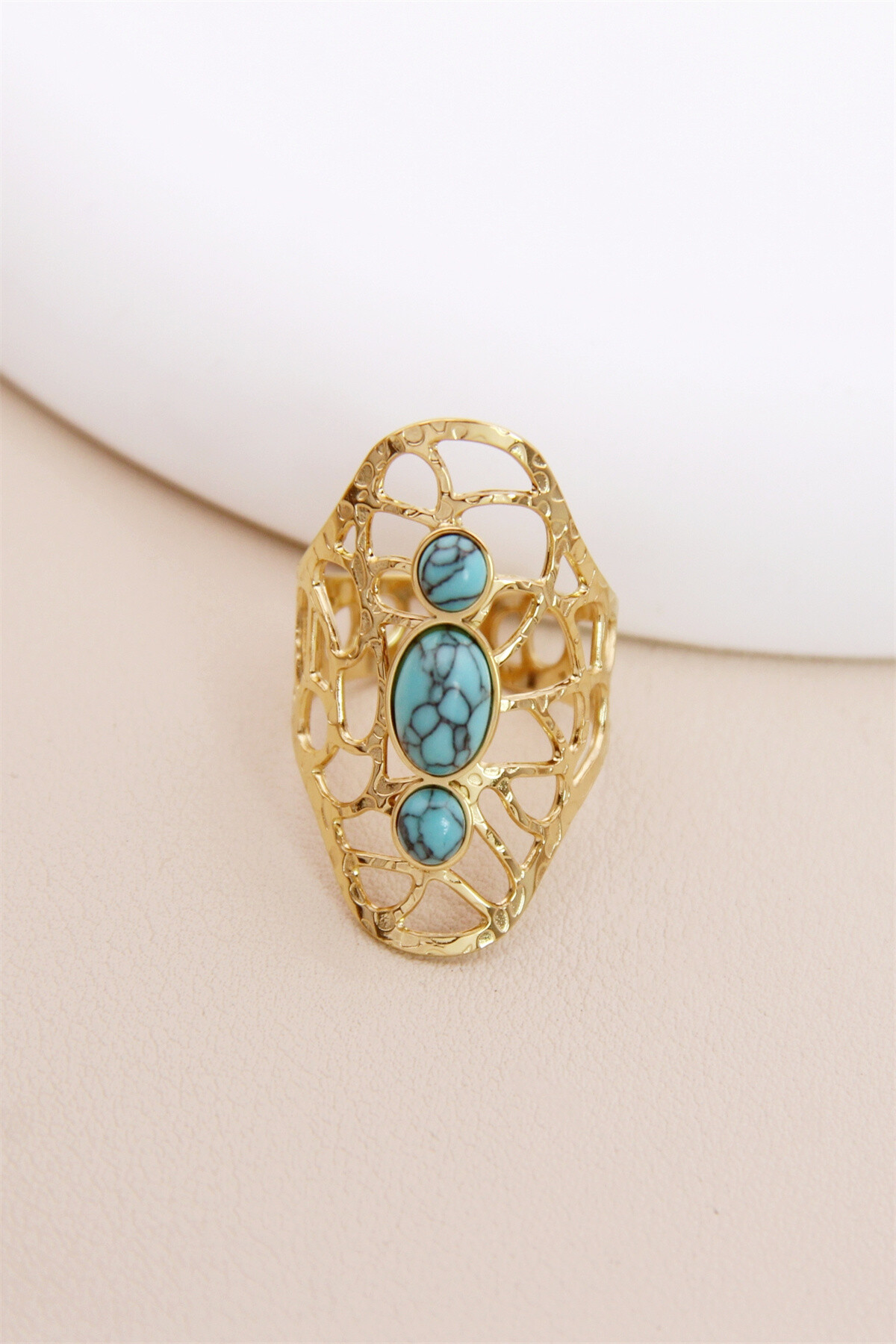 Grossiste Bellissima - Bague Ornée de Pierre Ajustable en Acier Inoxydable