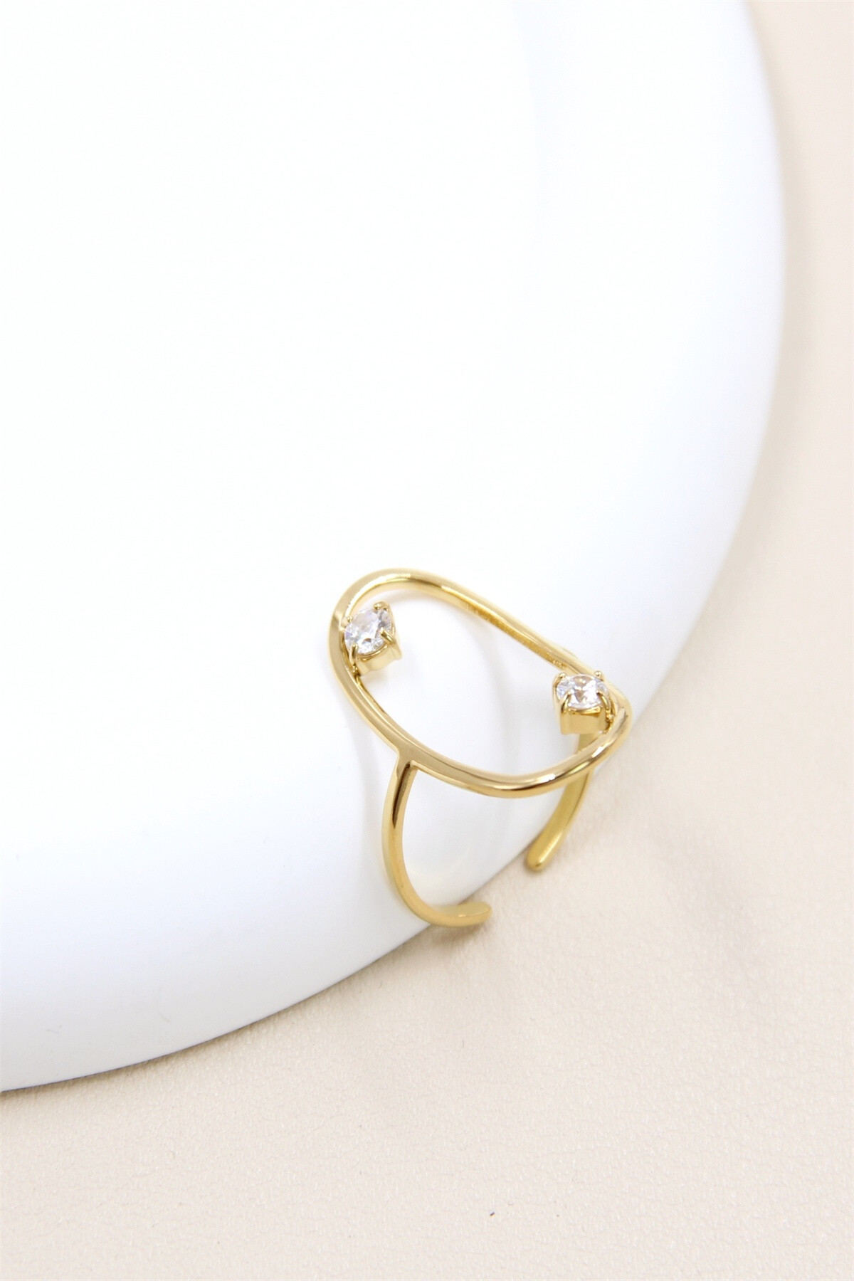 Grossista Bellissima - Anello regolabile sfavillante in acciaio inossidabile con pietre di strass