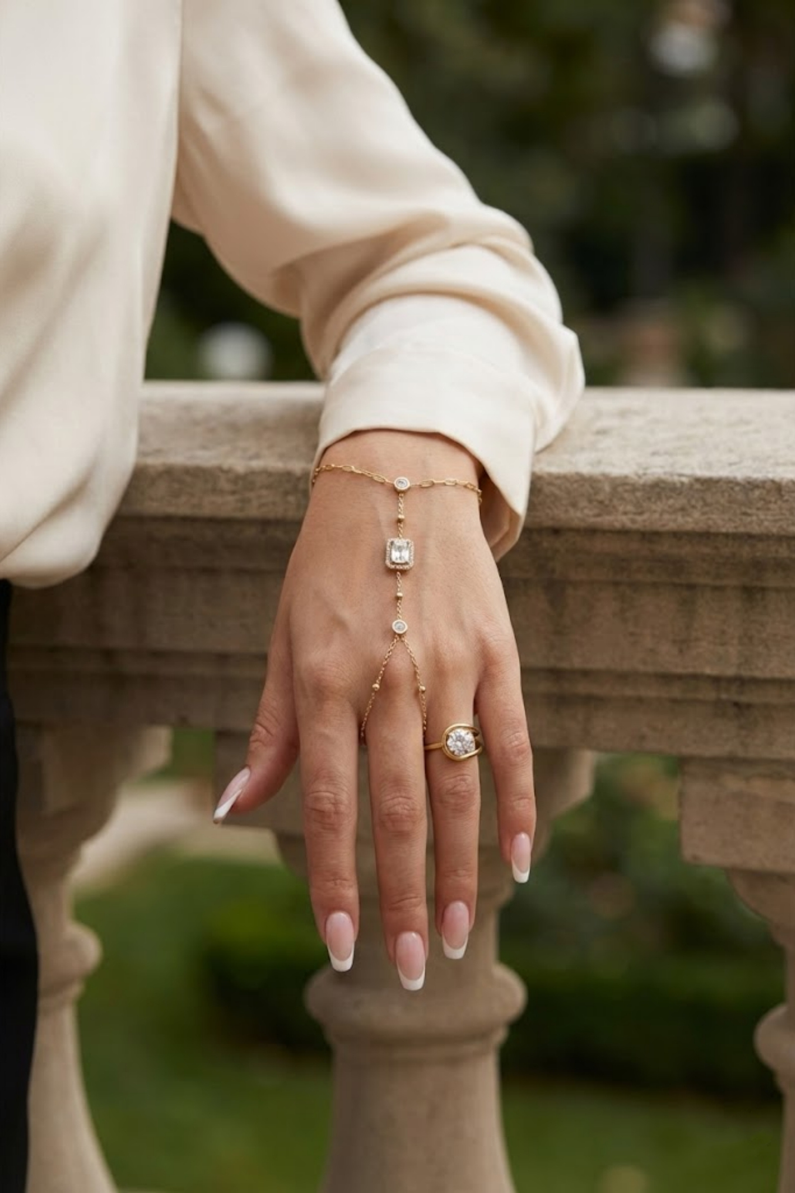 Grossiste Bellissima - Bague Ajustable en Acier Inoxydable Ornée de Cristal Brillant