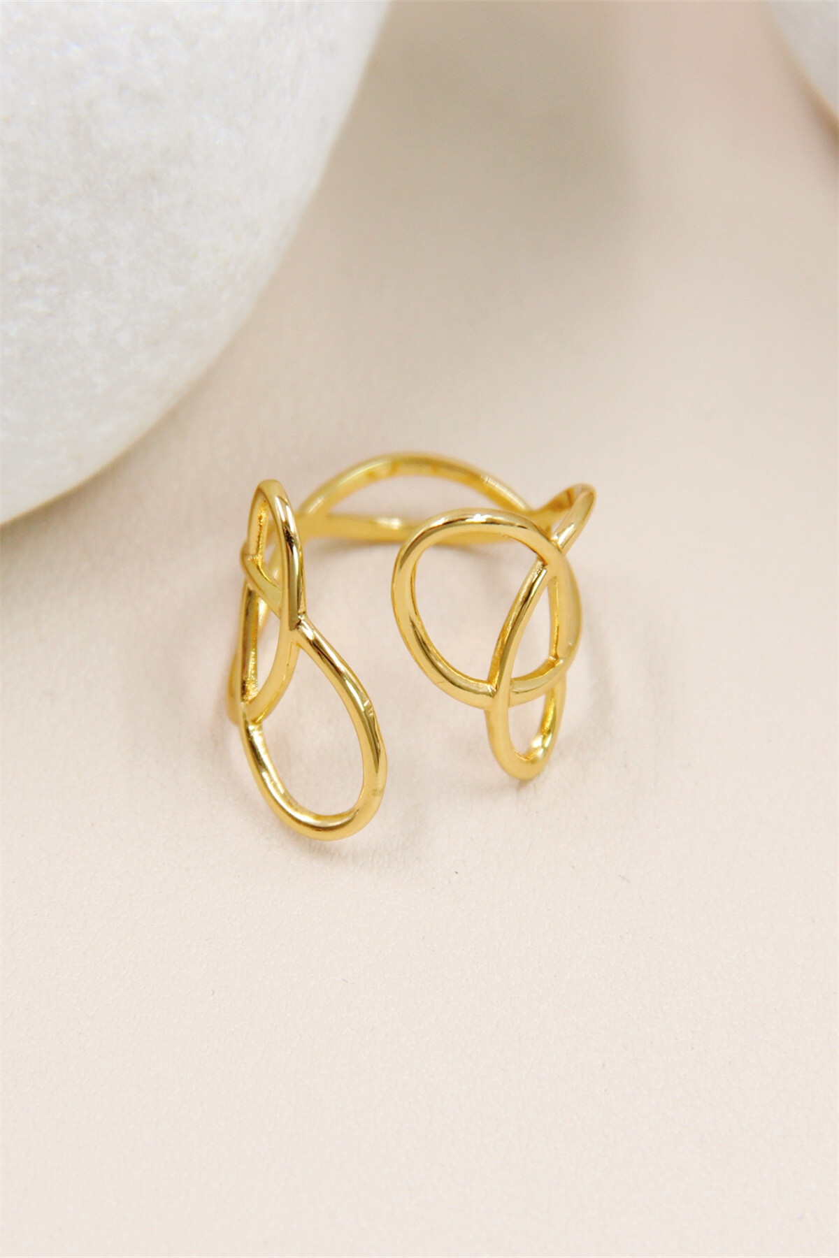 Wholesaler Bellissima - Adjustable stainless steel ring with geometric design